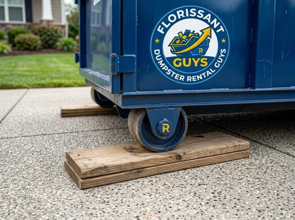 15 yard roll-off dumpster on a job in Florissant, MO 15 yard roll-off dumpster on a job in Florissant, MO